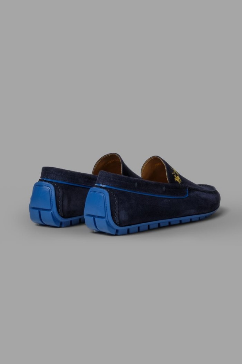 Navy Blue La Martina Suede Men Moccasins USA | MAL-1246