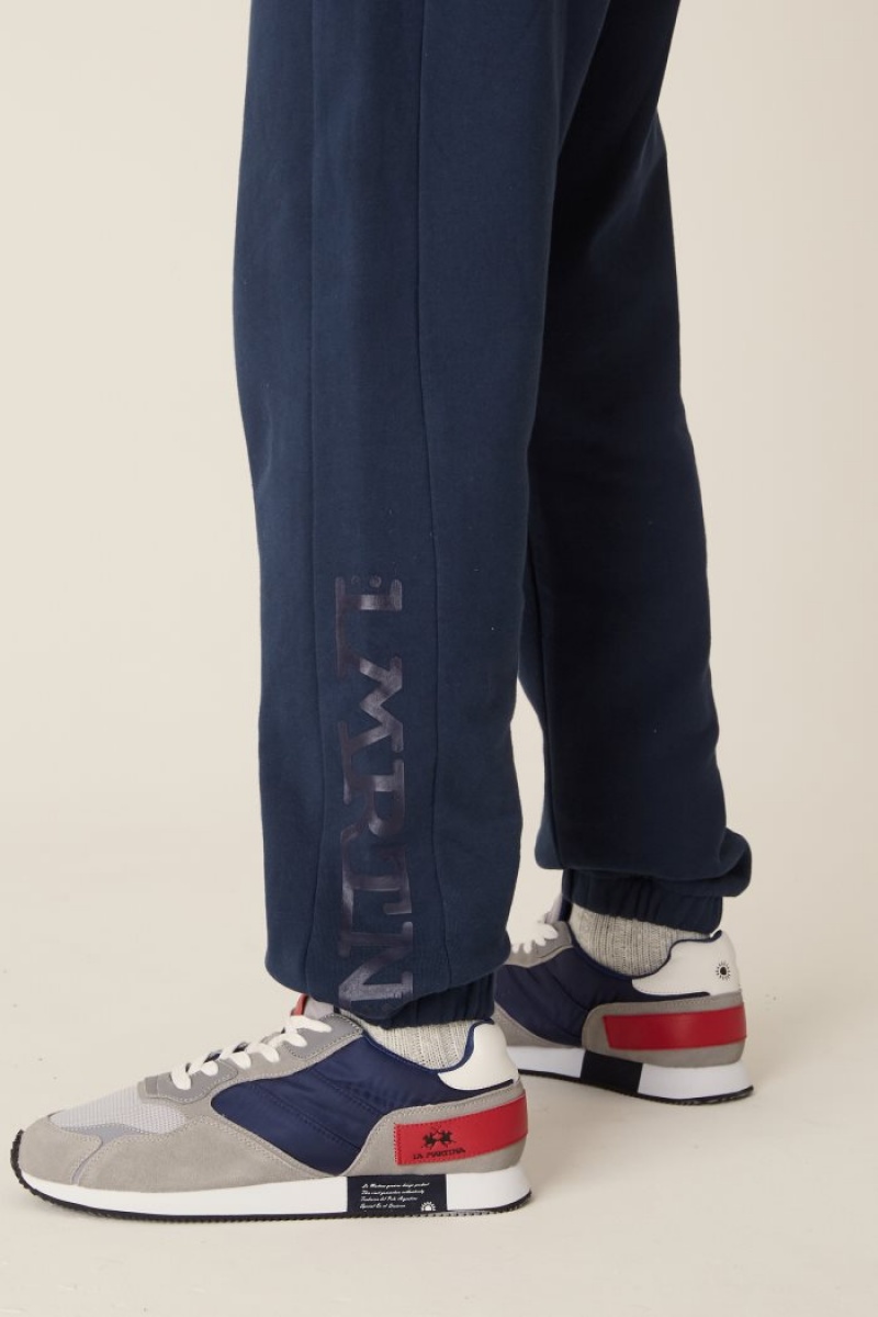 Navy La Martina Cotton Joggers USA | XZE-6718