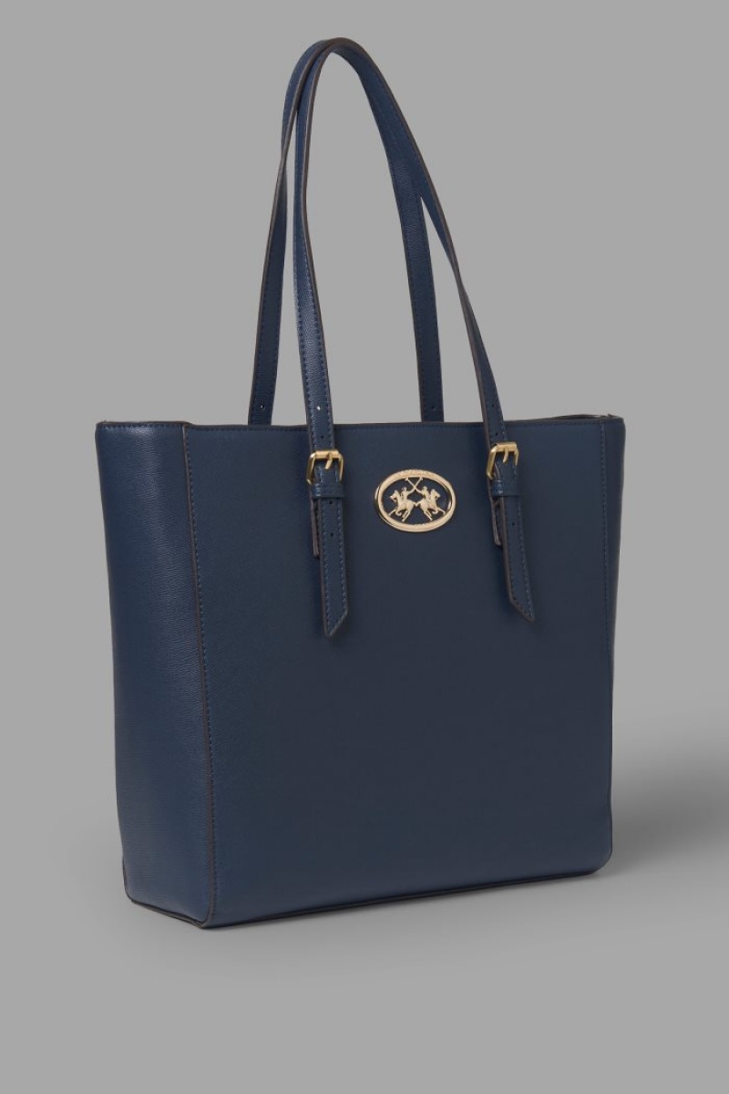 Navy La Martina Double-handle Women Tote Bags USA | CDH-0438