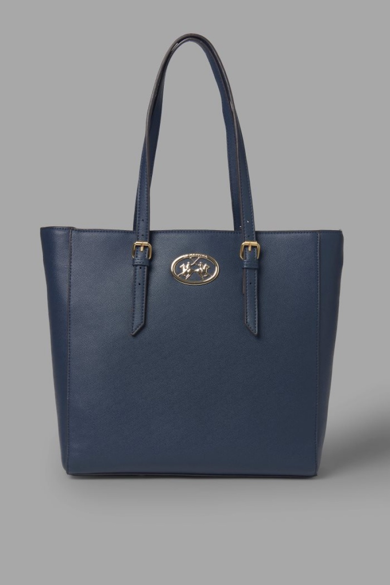 Navy La Martina Double-handle Women Tote Bags USA | CDH-0438