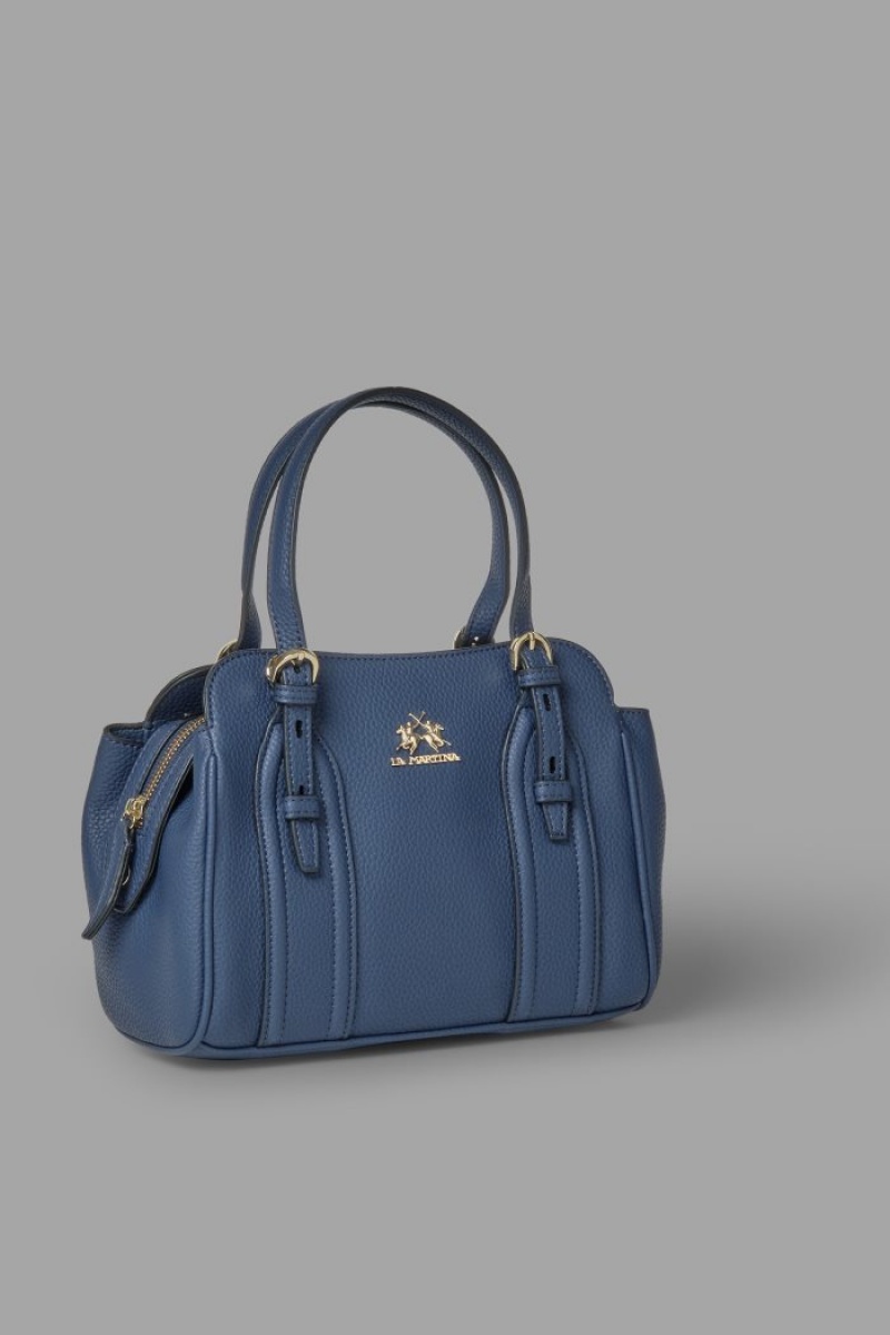 Navy La Martina Faux Leather Women Satchel Bags USA | TJM-9008