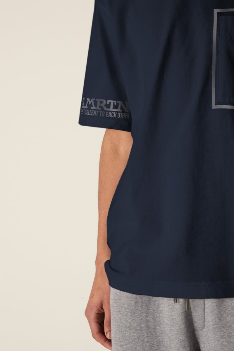 Navy La Martina LMRTN Basic Breast-pocket T Shirts USA | TWW-5666