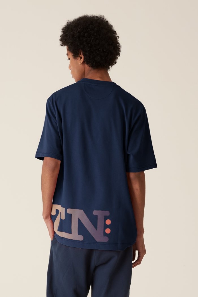 Navy La Martina LMRTN Basic T Shirts USA | ABP-5933