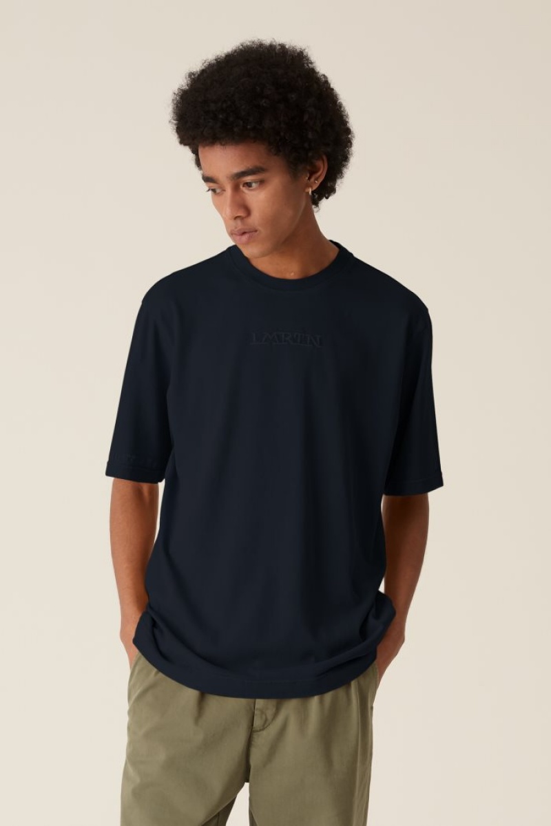 Navy La Martina LMRTN Basic T Shirts USA | HBZ-0927