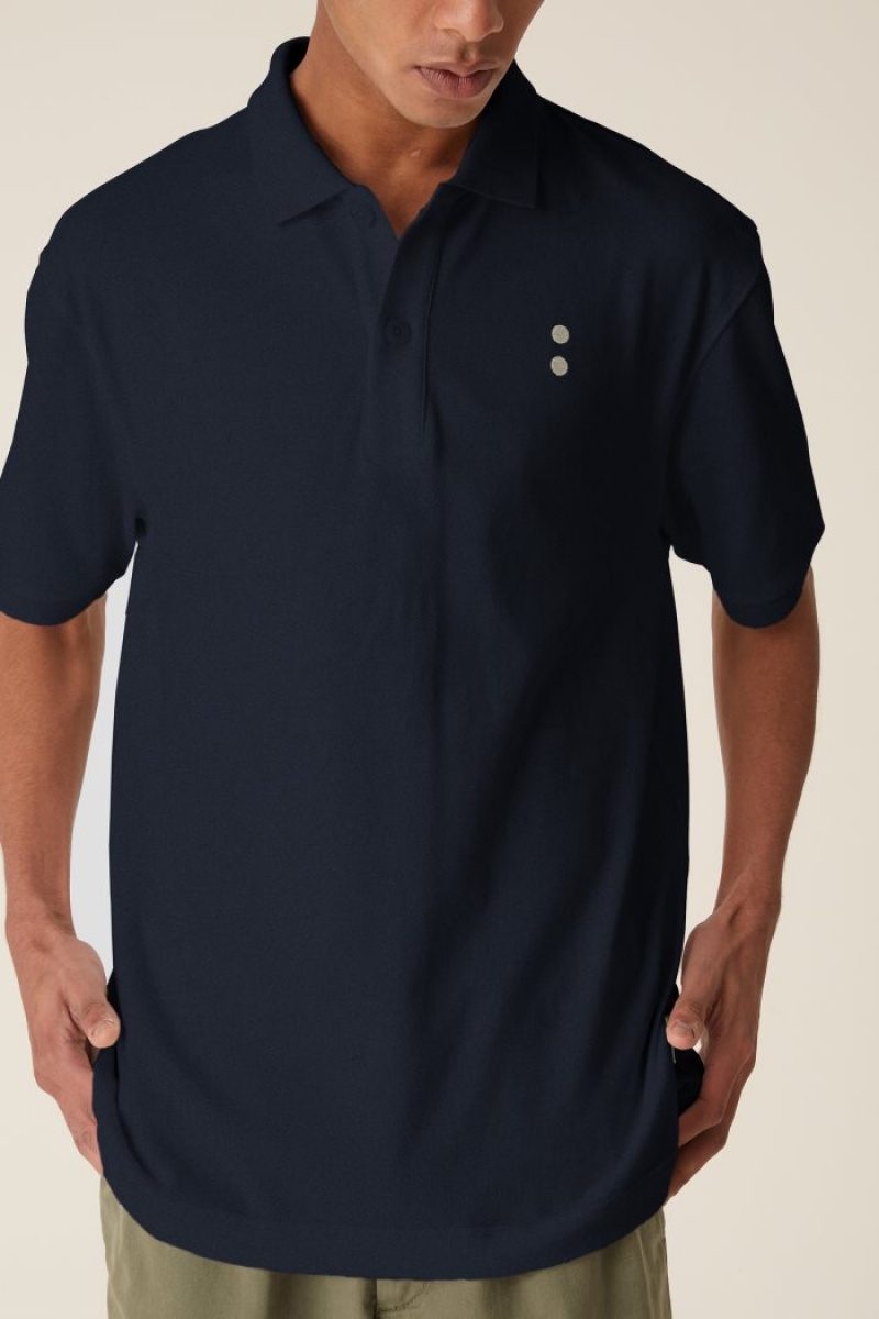 Navy La Martina LMRTN Cotton Polo Shirt USA | XBV-0669