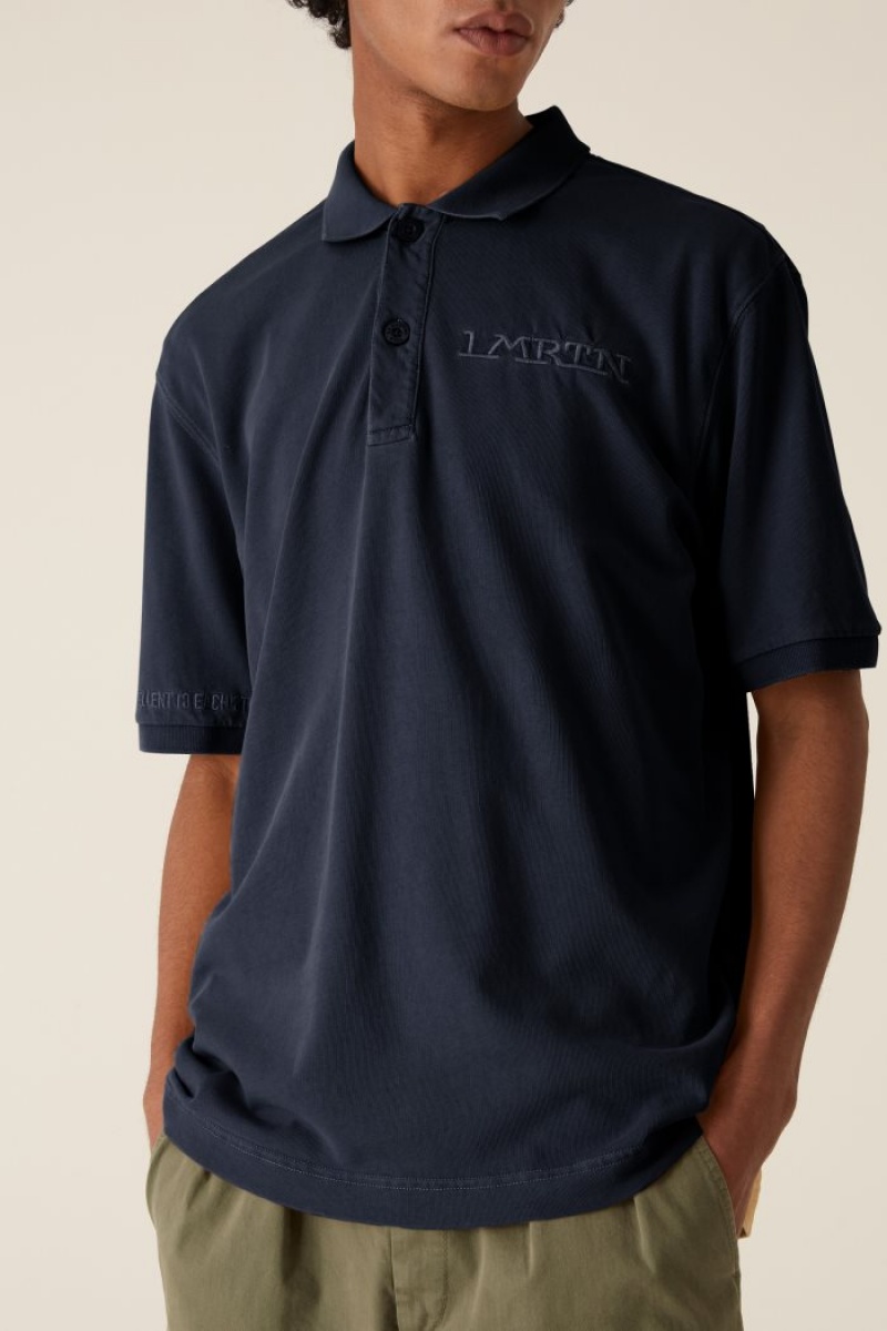 Navy La Martina LMRTN Cotton Polo Shirt USA | XNC-2433