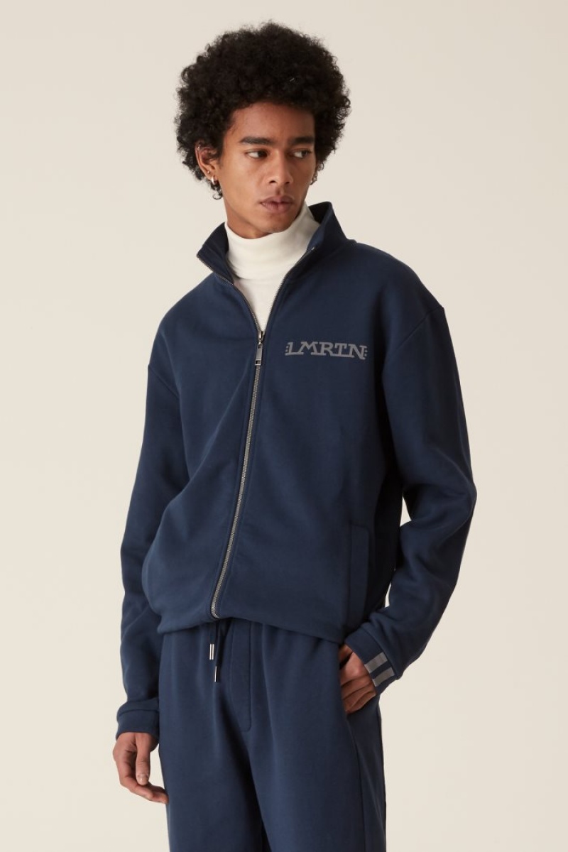 Navy La Martina LMRTN High-neck Sweatshirt USA | GKZ-6378