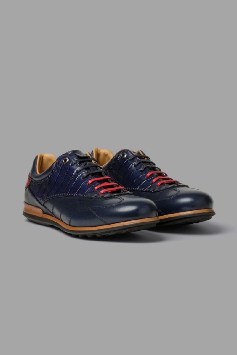 Navy La Martina Leather Oxford-style Men Shoes USA | EES-9259