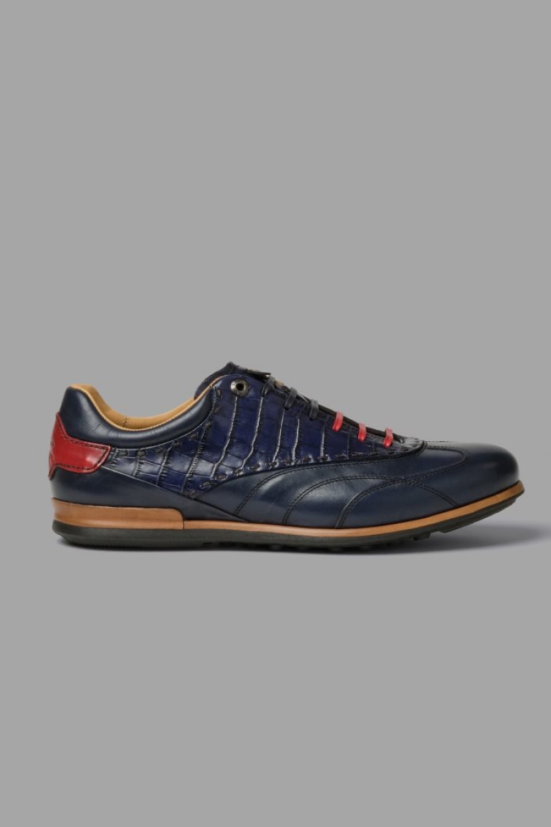 Navy La Martina Leather Oxford-style Men Shoes USA | EES-9259