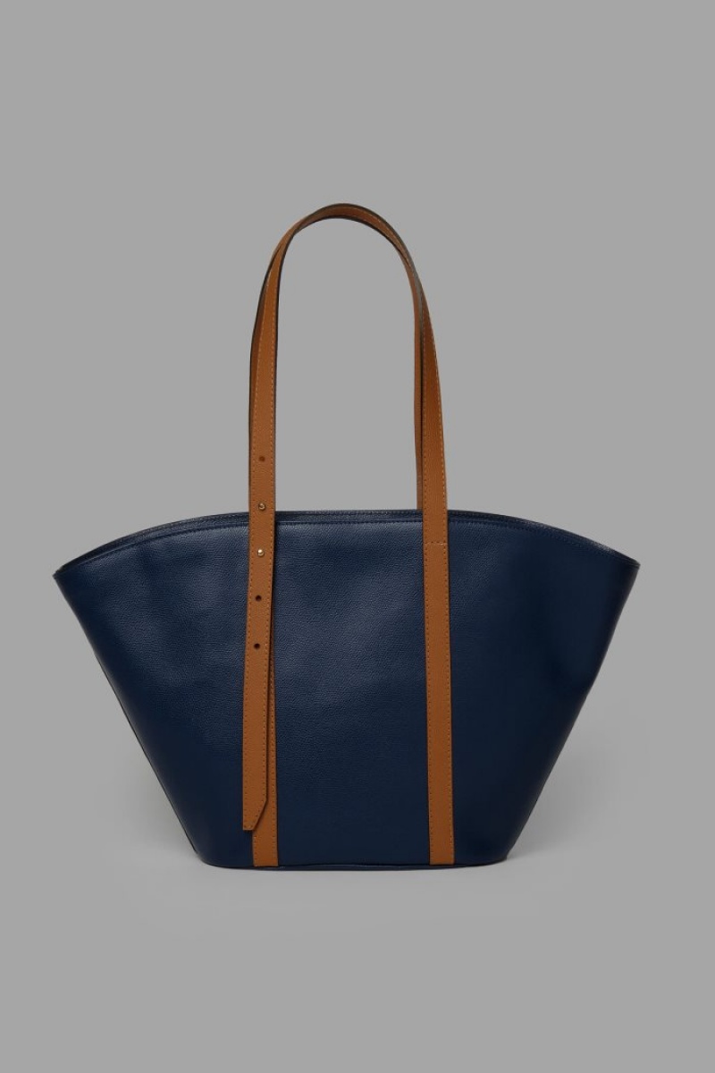 Navy La Martina Leather Trapeze Women Bags USA | UFN-4180