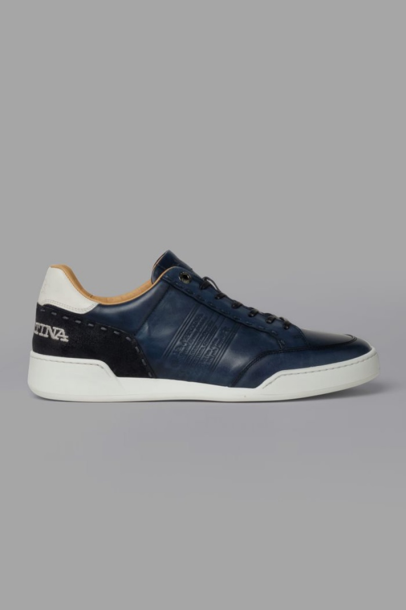 Navy La Martina Leather With A White Crepe Sole Men Sneakers USA | VYO-1518