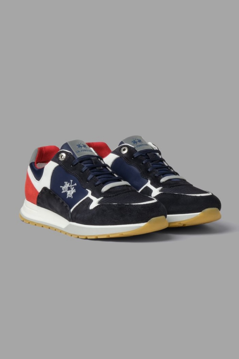 Navy La Martina Multicoloured Canvas Men Sneakers USA | VPO-0649