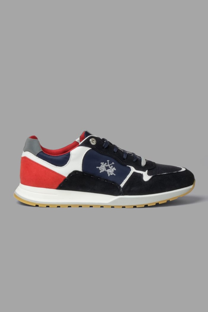 Navy La Martina Multicoloured Canvas Men Sneakers USA | VPO-0649