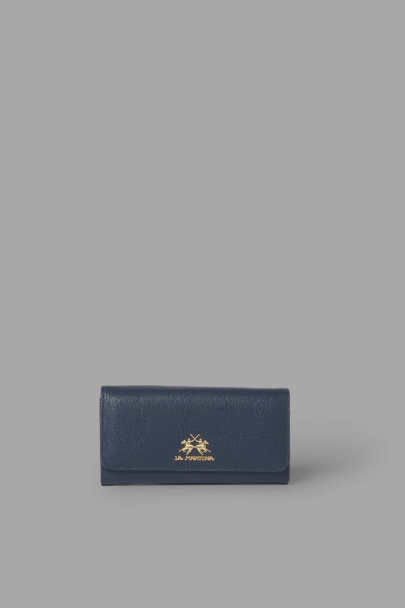 Navy La Martina Plain-coloured Faux Leather Women Purses USA | AJX-9343