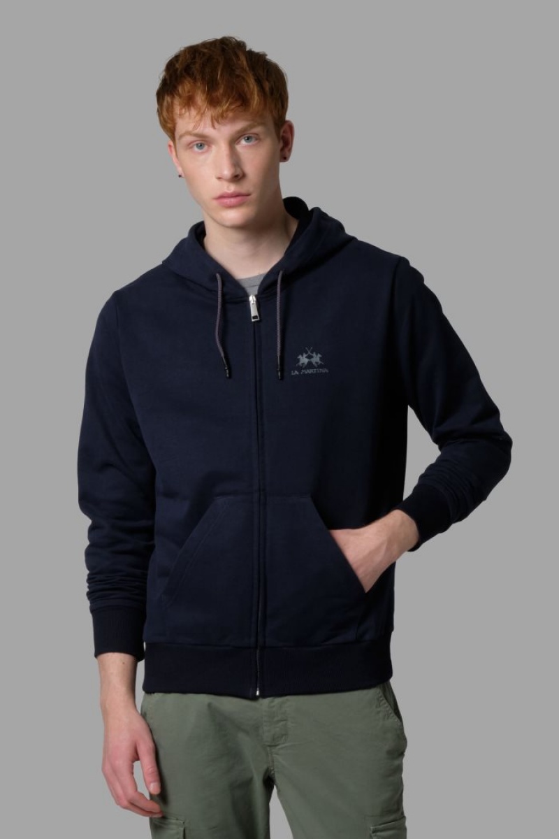 Navy La Martina Regular Fit Men Sweatshirt USA | EML-8377