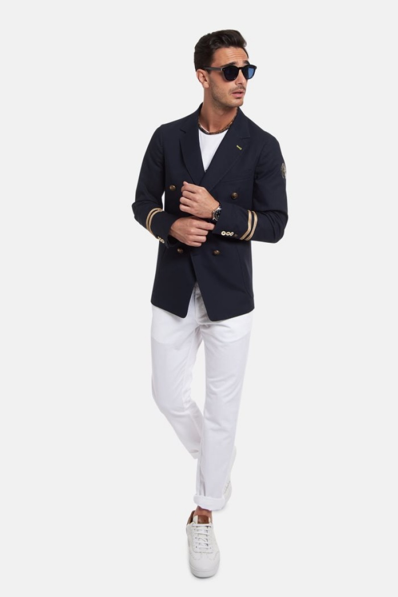 Navy La Martina Regular-fit Cotton Men Blazers USA | VCJ-4733