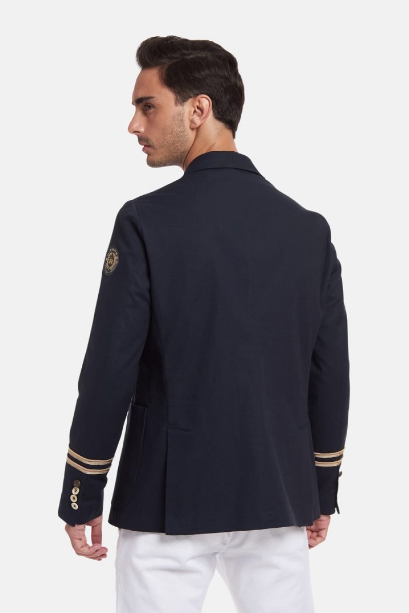 Navy La Martina Regular-fit Cotton Men Blazers USA | VCJ-4733