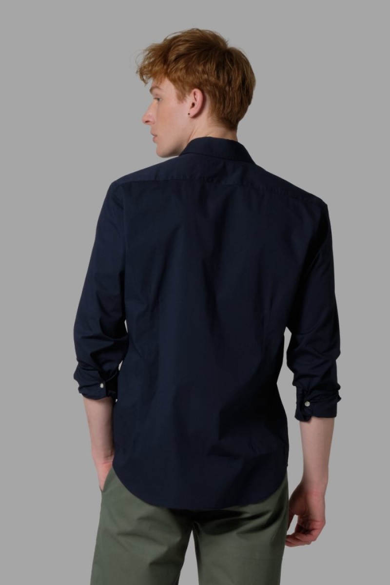 Navy La Martina Regular-fit Cotton Men Shirts USA | SWP-5116