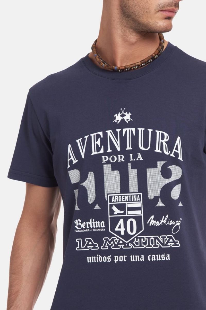 Navy La Martina Regular-fit Cotton Men T Shirts USA | YTV-8005