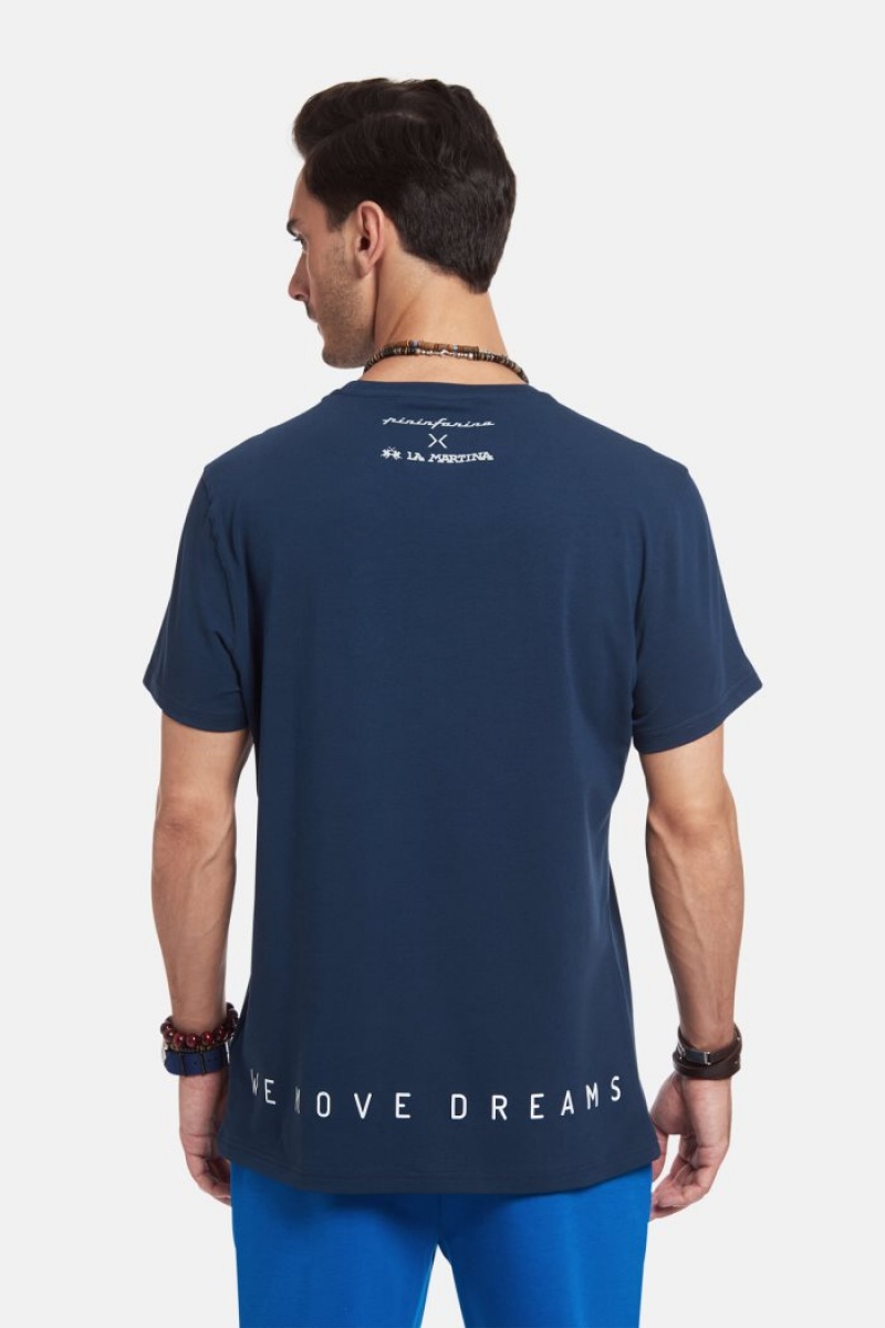 Navy La Martina Regular-fit Cotton Men T Shirts USA | UMQ-1326