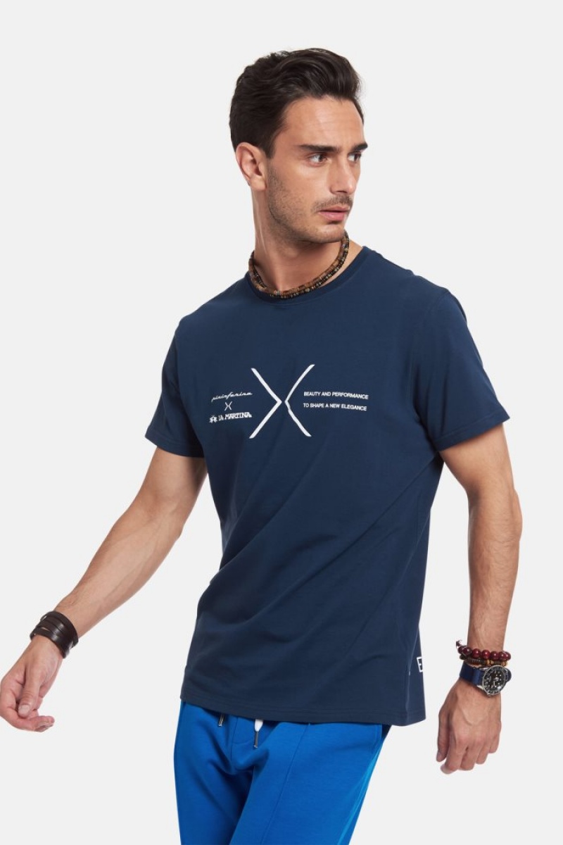 Navy La Martina Regular-fit Cotton Men T Shirts USA | UMQ-1326