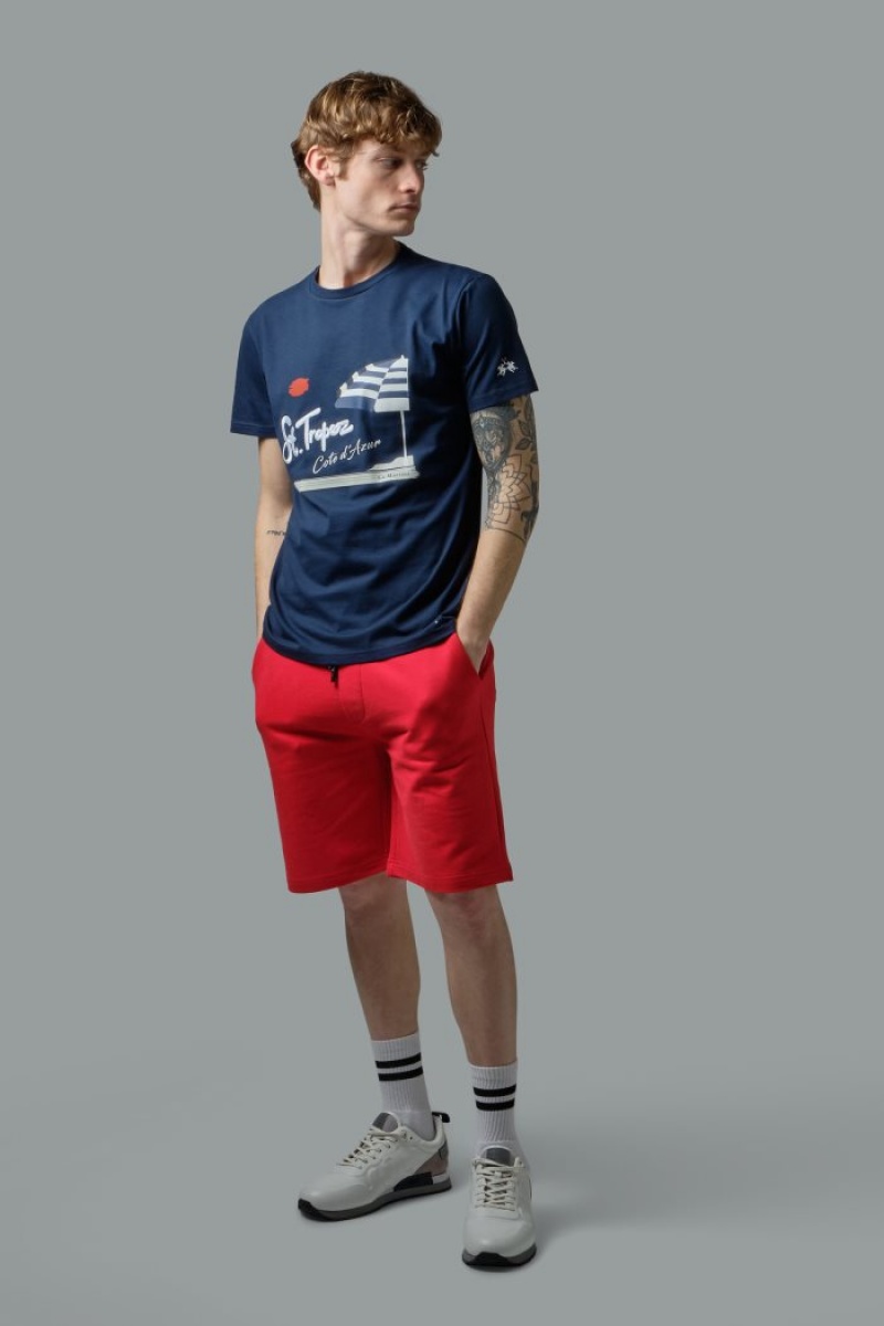 Navy La Martina Regular-fit Cotton Men T Shirts USA | QDV-4348