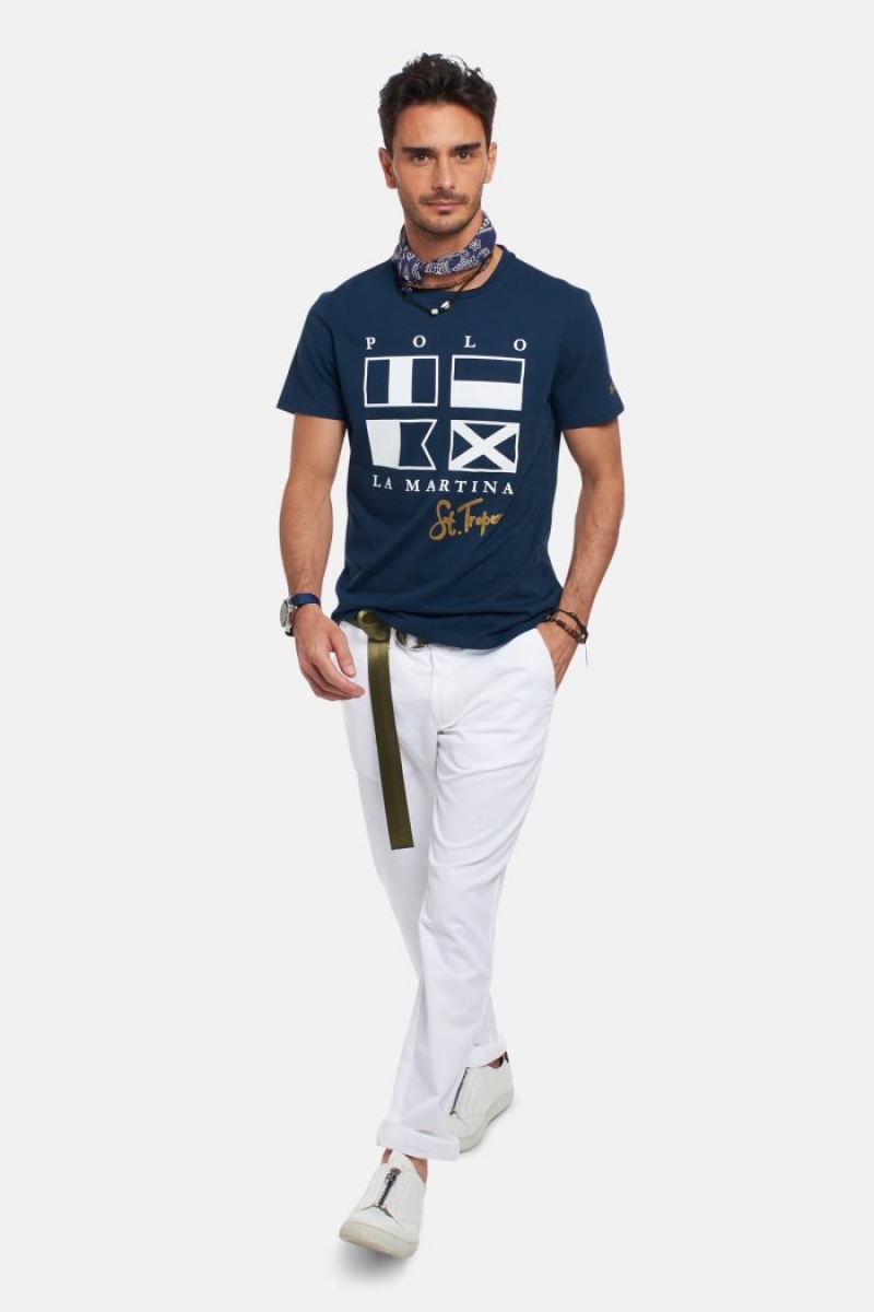 Navy La Martina Regular-fit Cotton Men T Shirts USA | FUL-1739