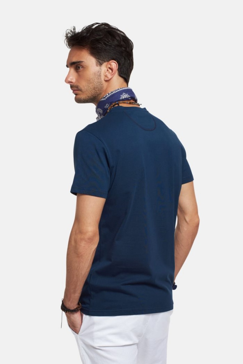 Navy La Martina Regular-fit Cotton Men T Shirts USA | FUL-1739