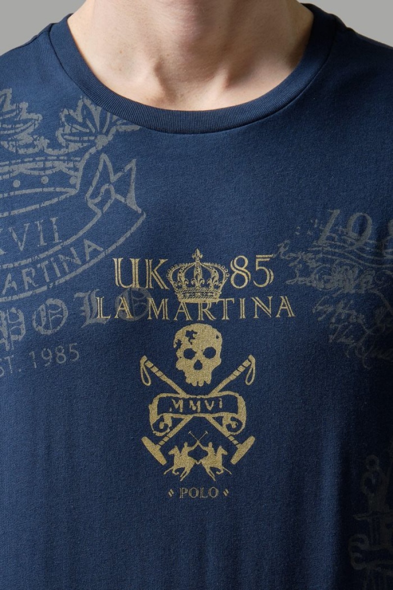 Navy La Martina Regular-fit Cotton Men T Shirts USA | UWX-0797