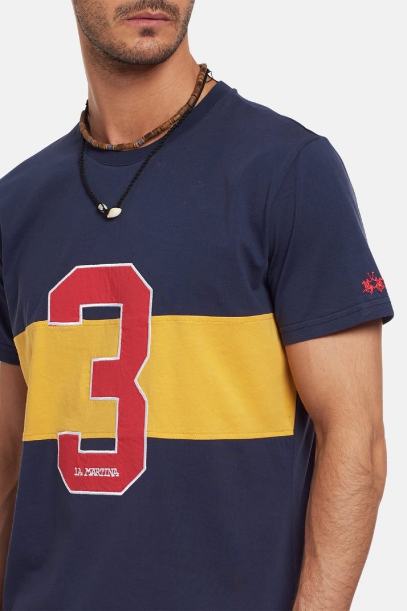 Navy La Martina Regular-fit Cotton Men T Shirts USA | NKU-2584