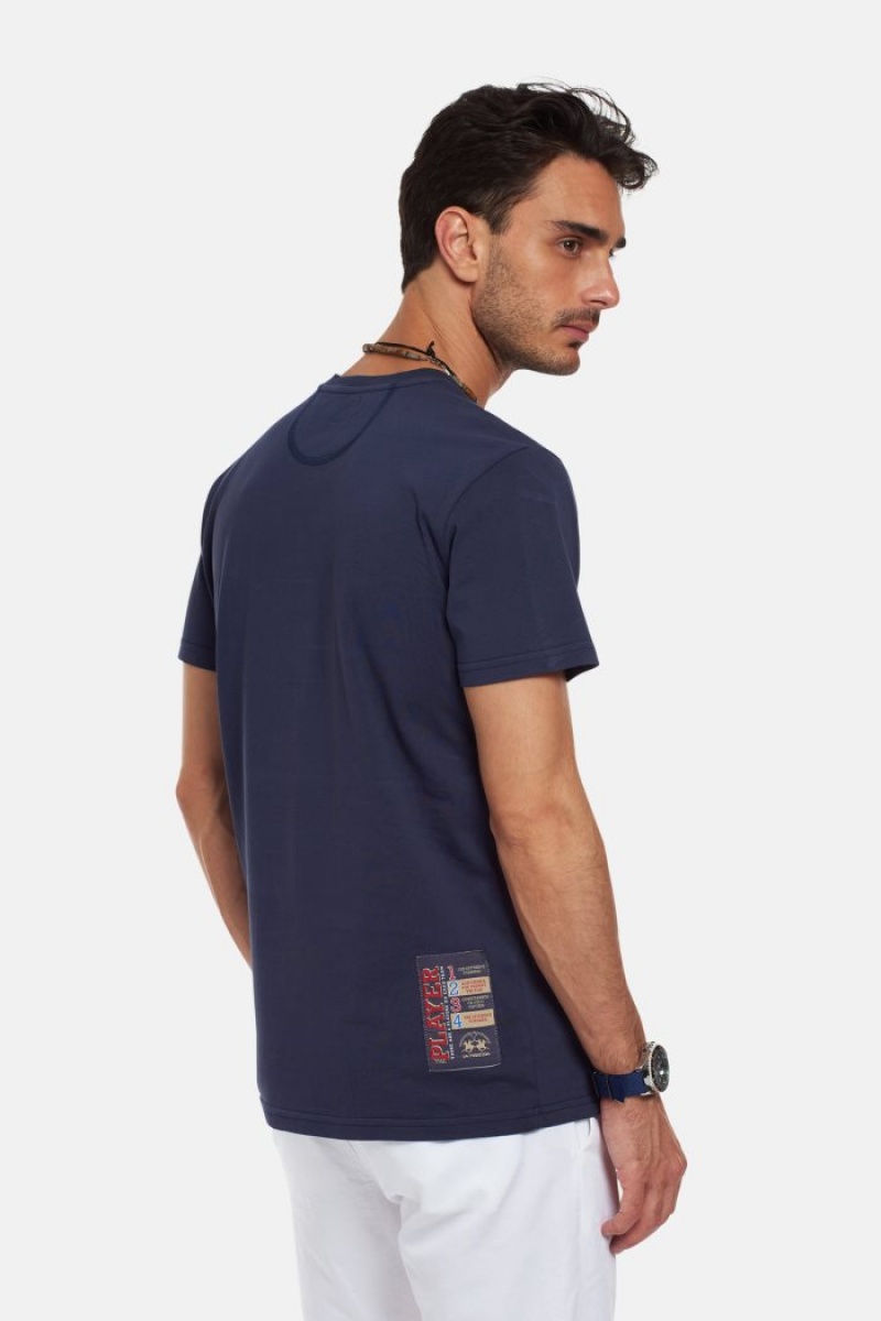 Navy La Martina Regular-fit Cotton Men T Shirts USA | NKU-2584