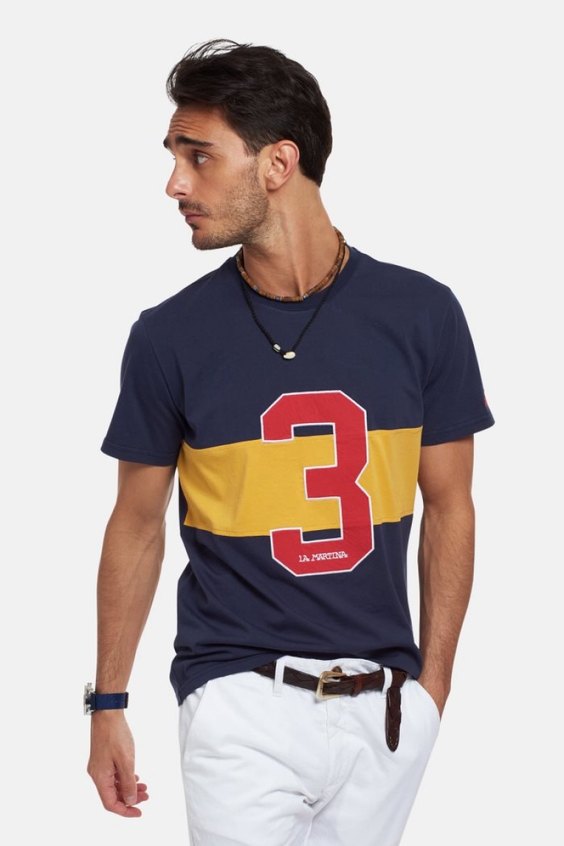 Navy La Martina Regular-fit Cotton Men T Shirts USA | NKU-2584