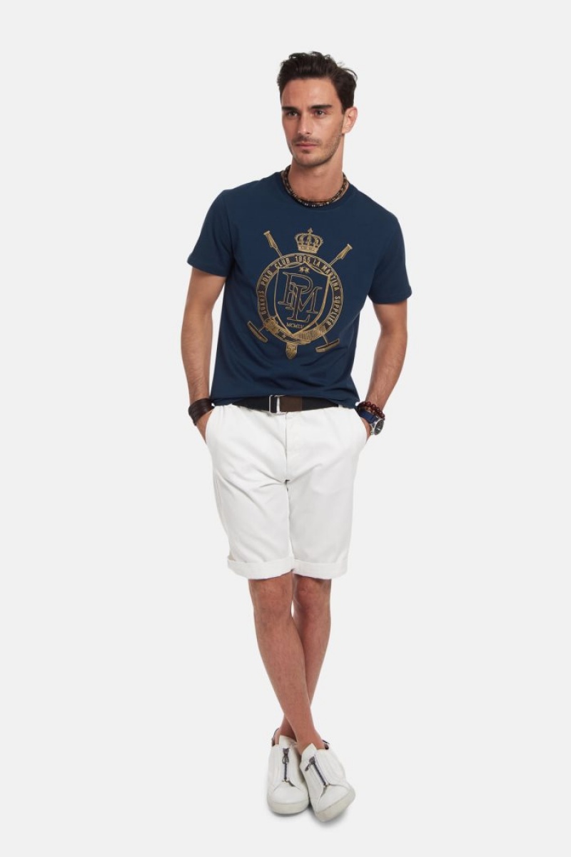 Navy La Martina Regular-fit Cotton Men T Shirts USA | OKO-1569