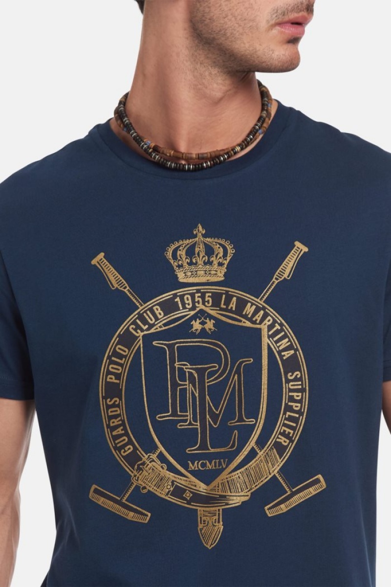 Navy La Martina Regular-fit Cotton Men T Shirts USA | OKO-1569