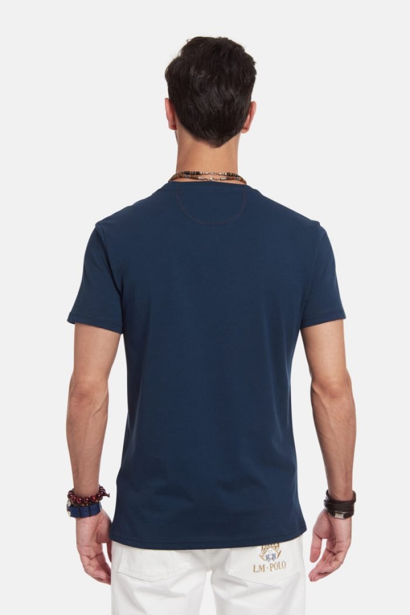 Navy La Martina Regular-fit Cotton Men T Shirts USA | OKO-1569