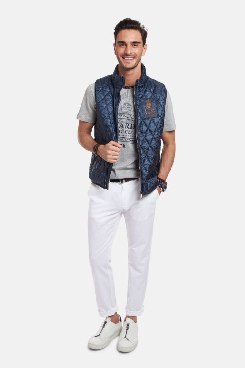 Navy La Martina Regular-fit Men Down Vest USA | UXH-5581