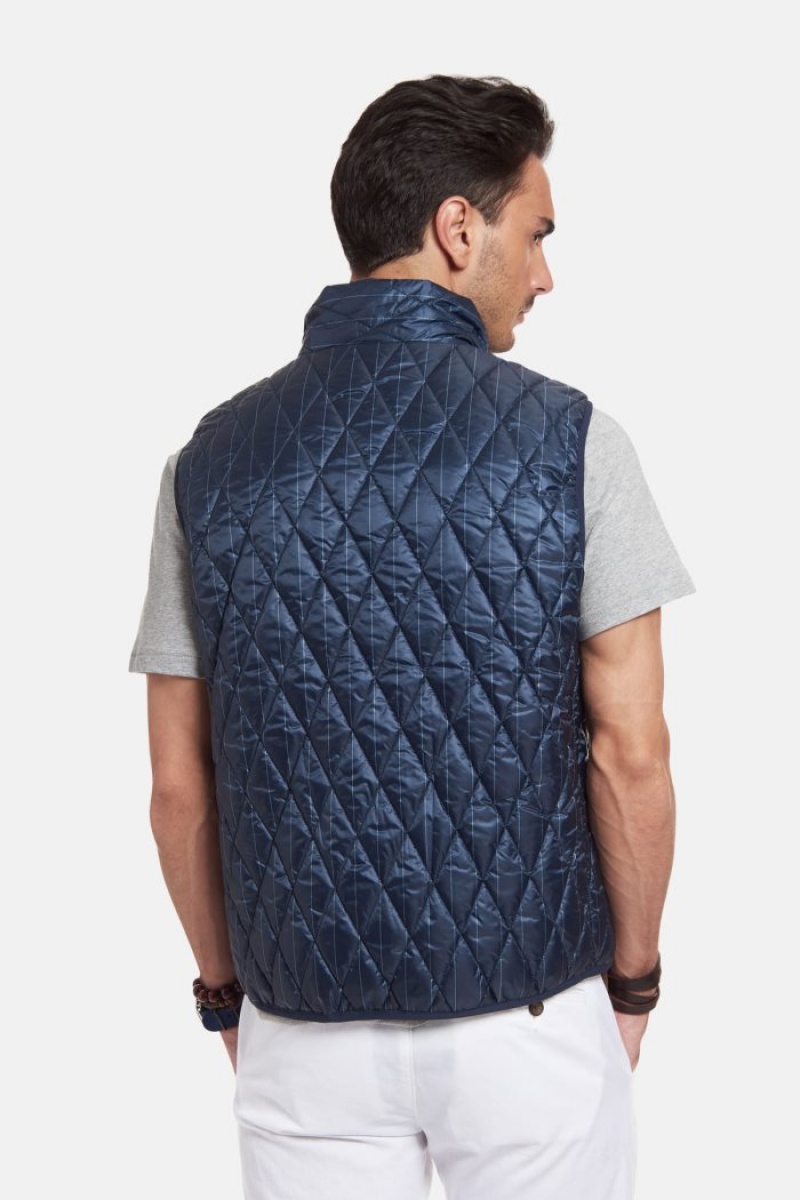 Navy La Martina Regular-fit Men Down Vest USA | UXH-5581