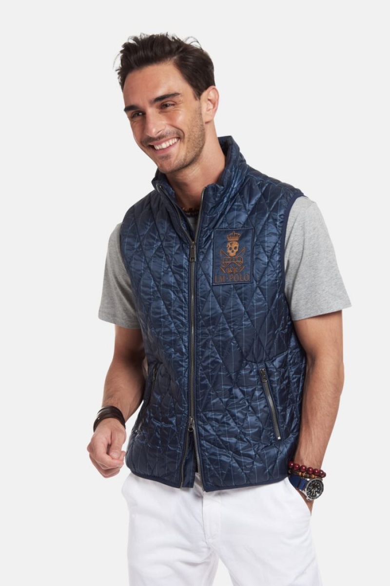 Navy La Martina Regular-fit Men Down Vest USA | UXH-5581