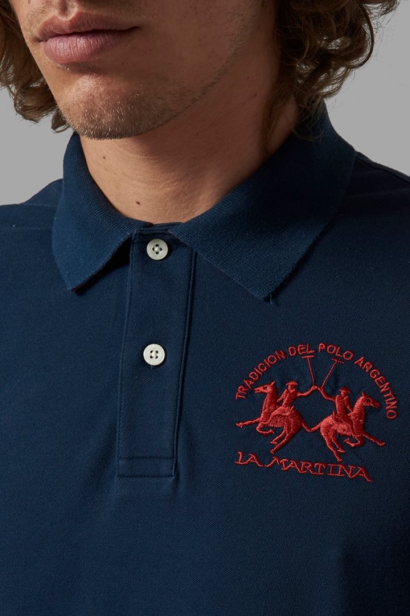 Navy La Martina Regular-fit Men Polo Shirt USA | DDB-9692