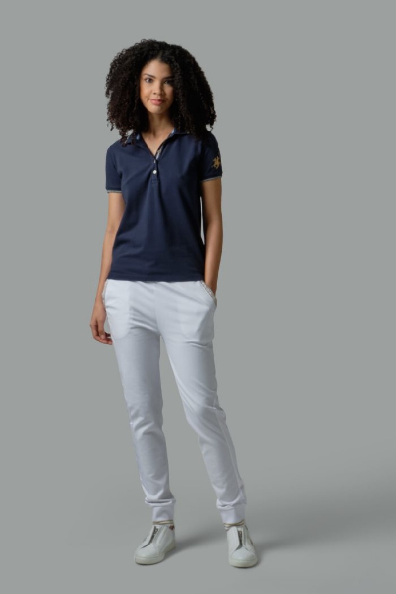 Navy La Martina Regular-fit Sequin Women Polo Shirt USA | KBC-5083