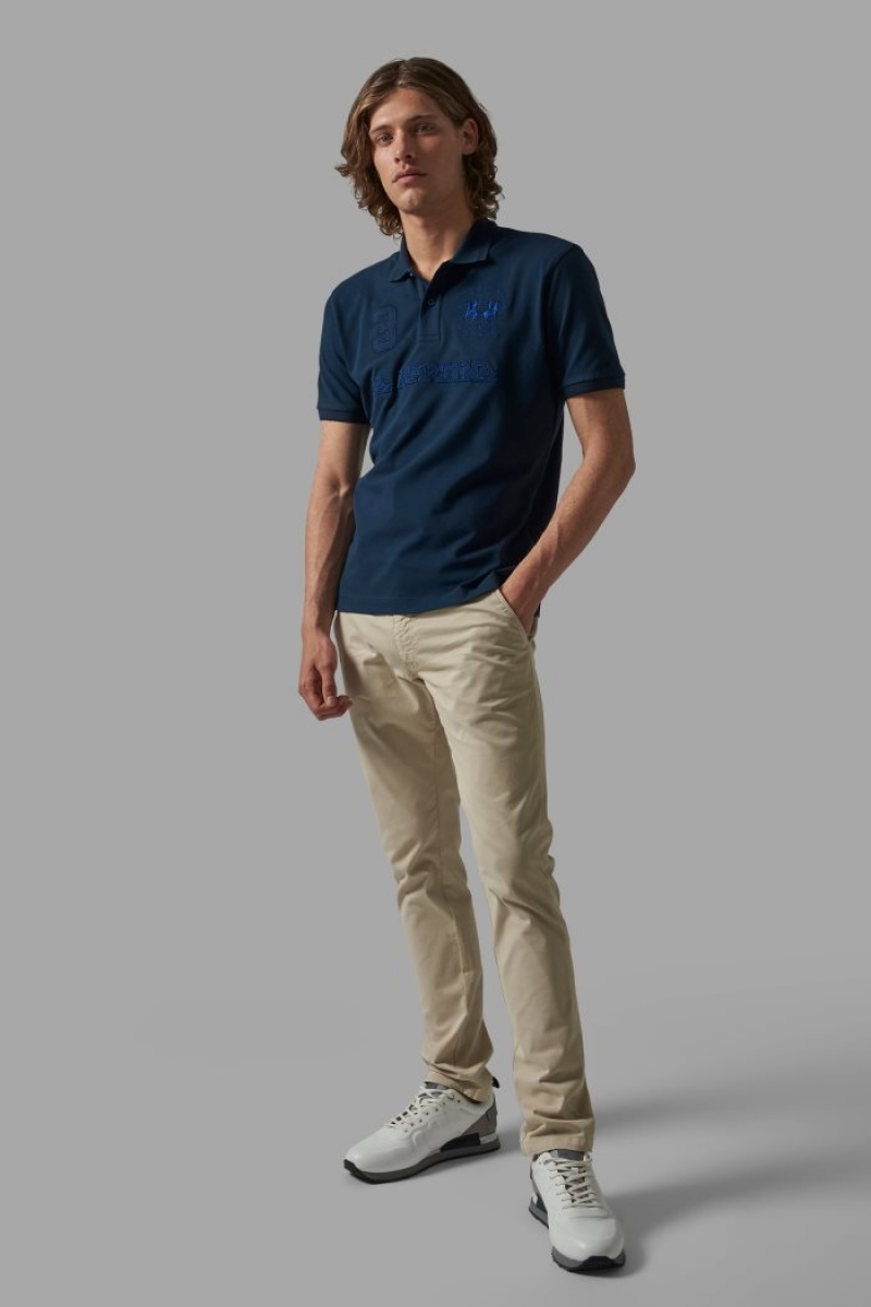 Navy La Martina Regular-fit Stretch Cotton Men Polo Shirt USA | ZKX-0437