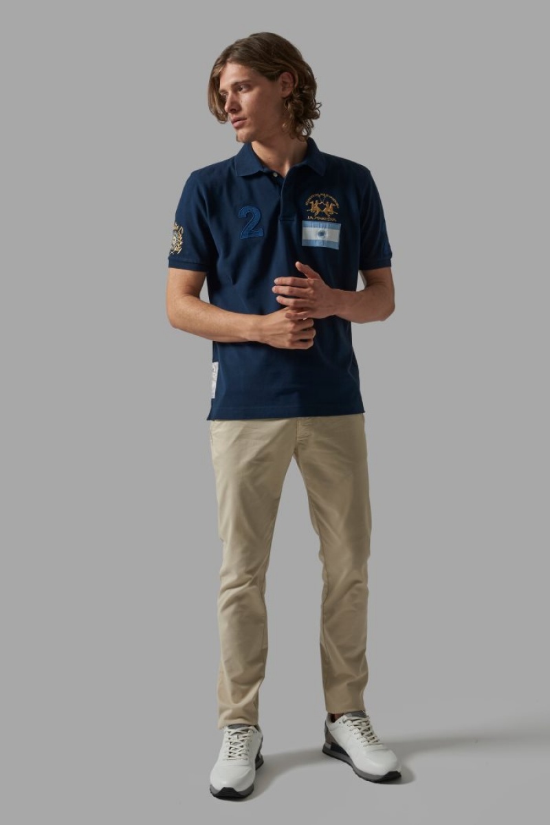 Navy La Martina Regular-fit Stretch Cotton Men Polo Shirt USA | JLM-8962