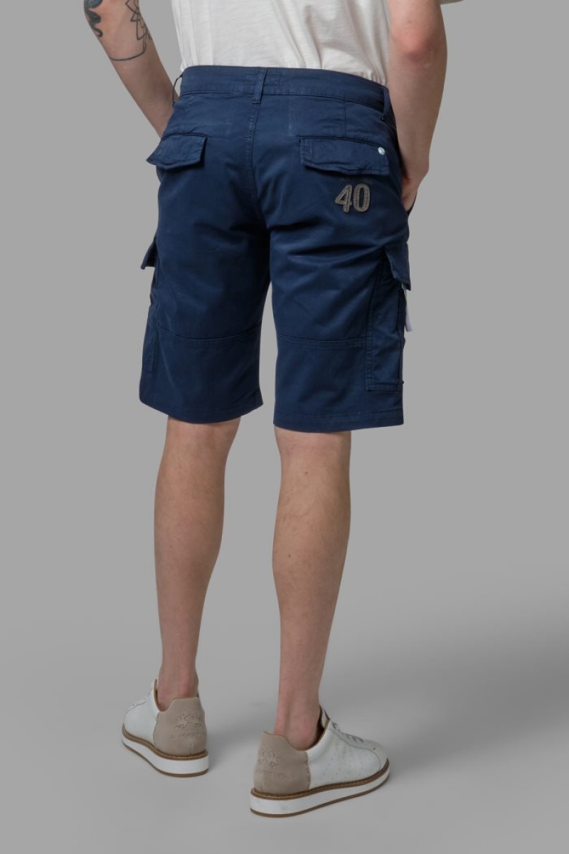 Navy La Martina Regular-fit Stretch Cotton Men Bermuda Shorts USA | XEC-5379