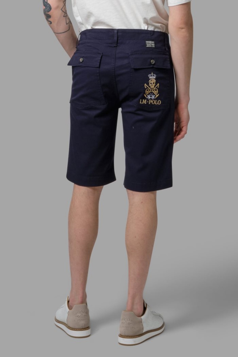 Navy La Martina Regular-fit Stretch Cotton Men Bermuda Shorts USA | YBS-9699