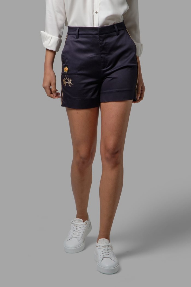 Navy La Martina Regular-fit Stretch Cotton Women Shorts USA | IWS-4576