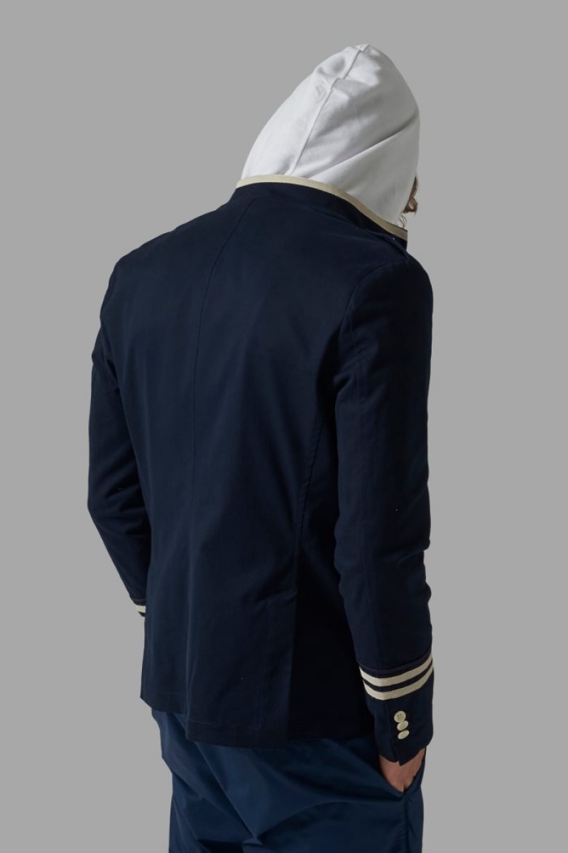 Navy La Martina Regular-fit Stretch Cotton Men Blazers USA | SAJ-9392