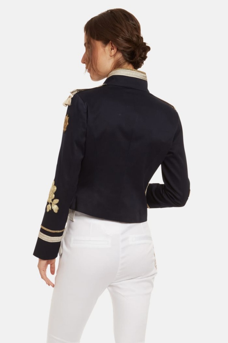 Navy La Martina Regular-fit Stretch Cotton Women Jackets USA | ZTE-4301