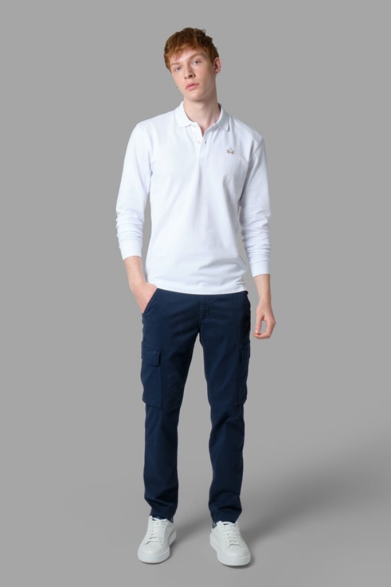 Navy La Martina Regular-fit Stretch Cotton Men Chino Pants USA | SHF-6250