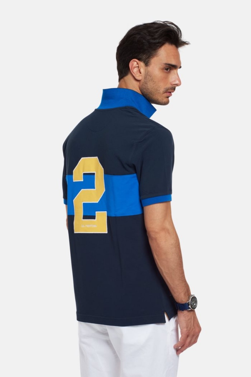 Navy La Martina Short-sleeved Regular Fit Men Polo Shirt USA | YTH-2451