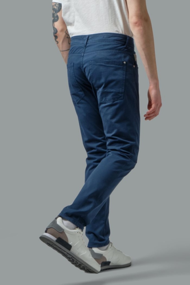 Navy La Martina Slim-fit Stretch Cotton Men Trousers USA | QPW-7481